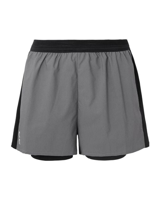 On Shoes Gray Lumos Performance Layered Recycled-Shell Shorts