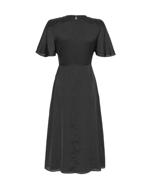ROTATE BIRGER CHRISTENSEN Black Round Neck Short Sleeve Dress