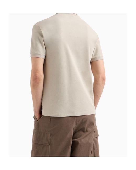 Emporio Armani White Piquet Polo Shirt for men