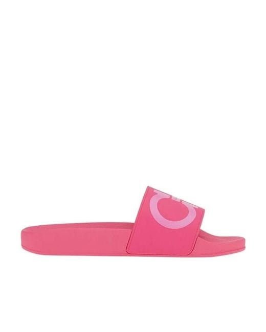 Ferragamo Pink Gancini Pool Slides