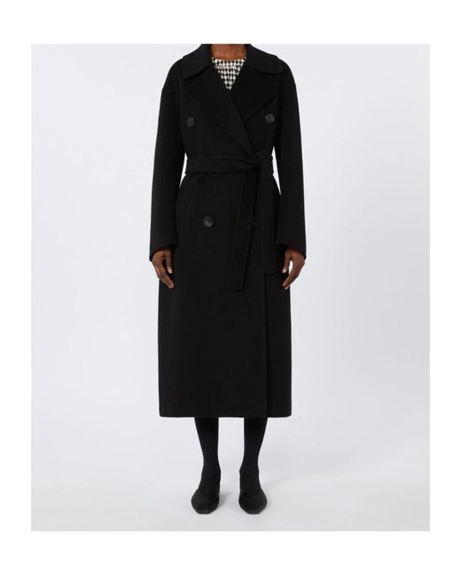 Max Mara Black 'S Dalila Double-Breasted Belted Coat