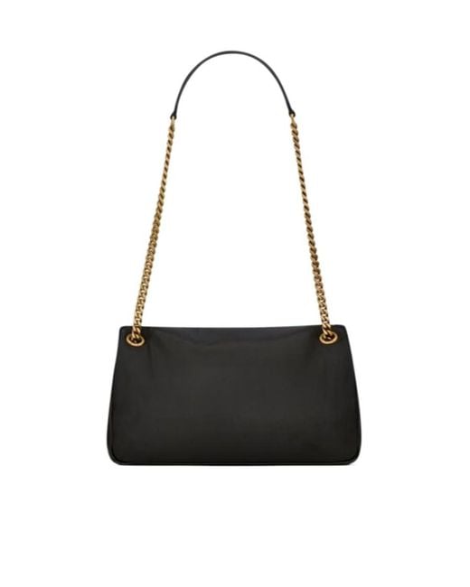 Saint Laurent Black Calypso Logo Plaque Shoulder Bag