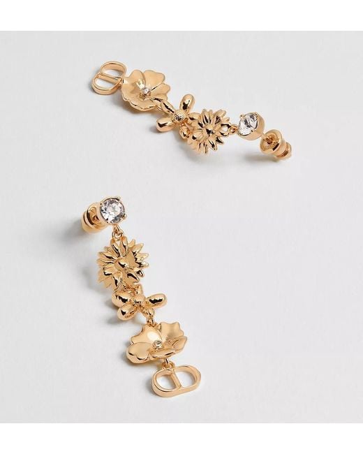 Dior Metallic Cd Multi Flowers Earrings