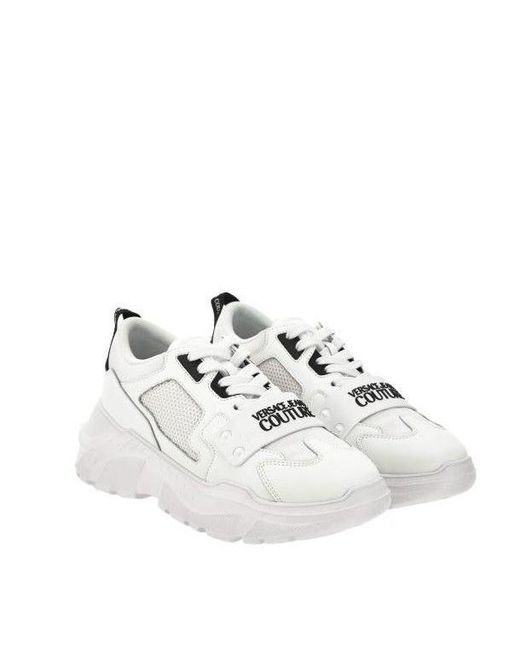 Versace Jeans White Speedtrack Logo-Embossed Mesh Sneakers for men