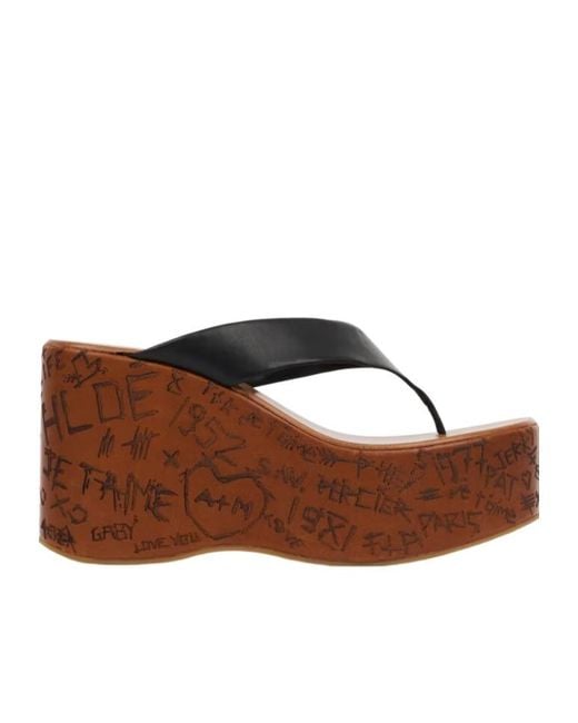 Chloé Brown Maxime Wedge Slide