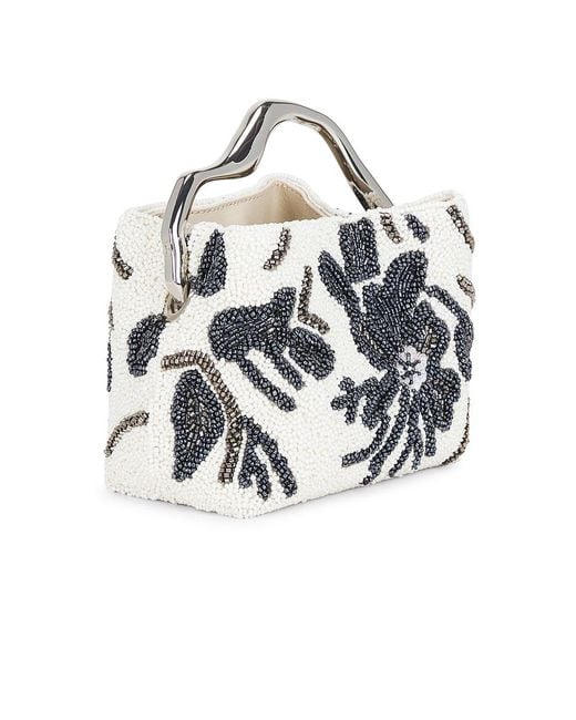 Cult Gaia White Solene Floral Beaded Clutch Bag