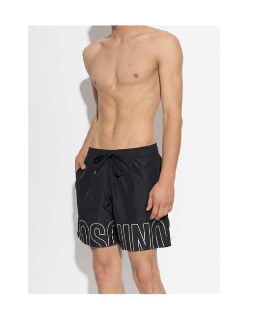 Moschino Black Drawstring Swim Trunks for men