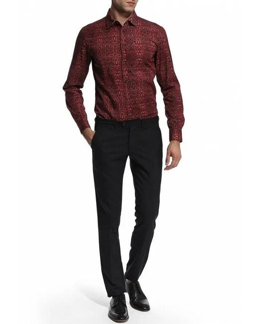 Just Cavalli Red Printed Shirt for men