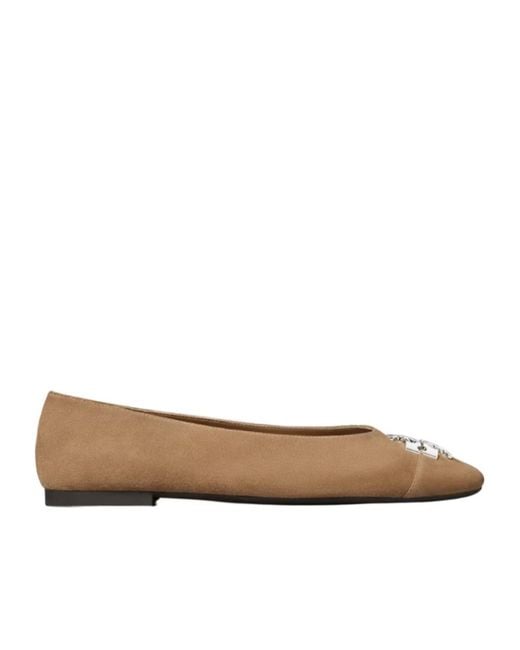 Tory Burch Brown Charlie Logo Ballet Flats