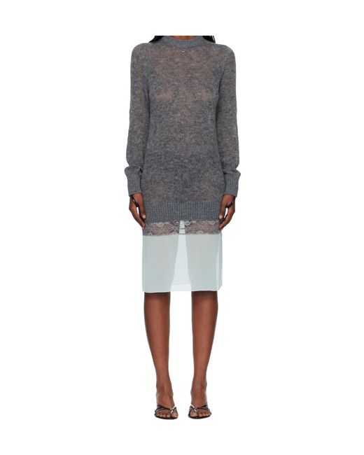 Coperni Gray Ribbed Midi Dress
