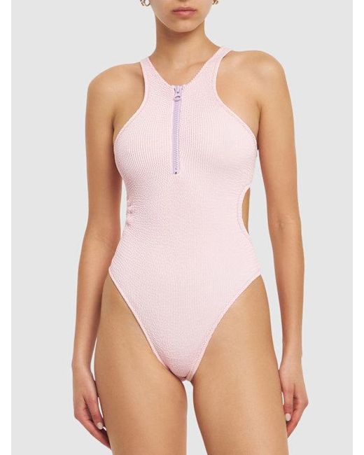 Reina Olga Pink Zipper Detail One-Piece Swimsuit