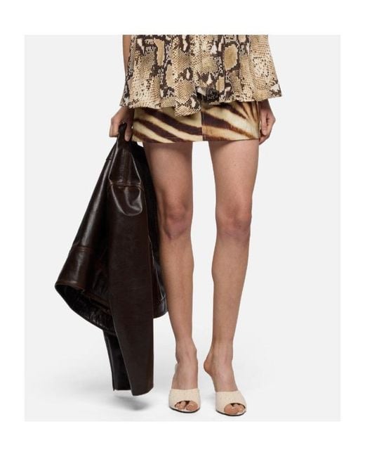 7 For All Mankind Natural Short Zebra-Print Skirt