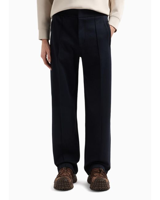 Emporio Armani Blue Straight-Leg Twill Trousers for men