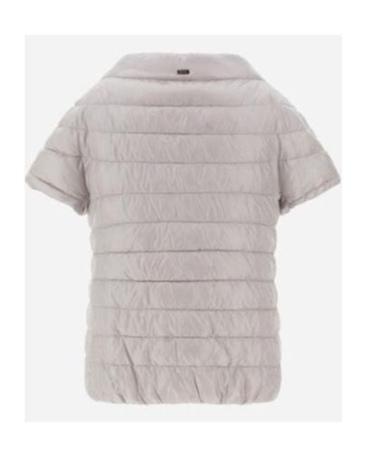 Herno Gray Quilted Short-Sleeved Down Jacket