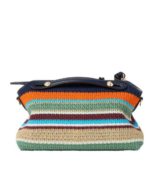 Fendi Blue Medium By The Way Crochet Tote Bag
