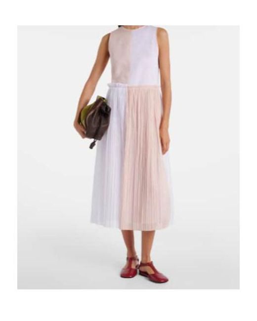 Jil Sander White Pleated Cotton Organza Muslin Midi Dress