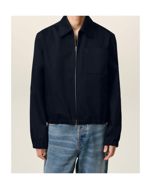 AMI Blue Ami De Coeur Zipped Jacket for men