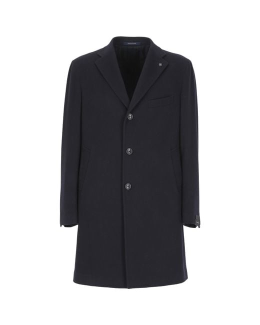 Tagliatore Blue Long Sleeve Single-Breasted Coat for men