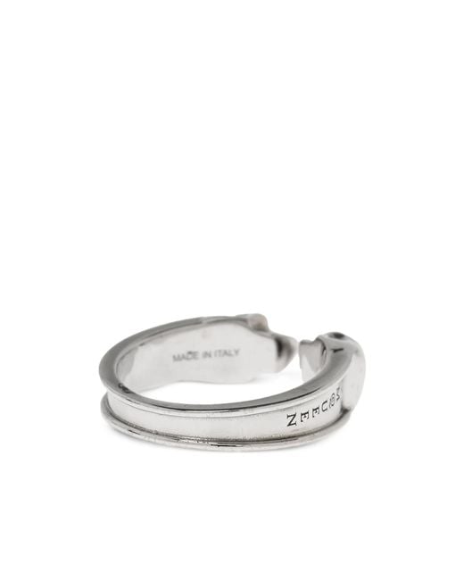 McQueen White Skull Embellished Ring for men