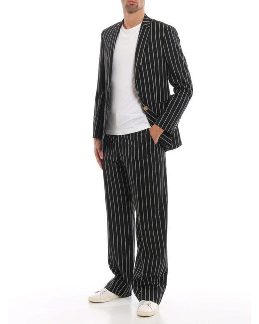 Burberry Black Pinstripe Twill Casual Trousers for men