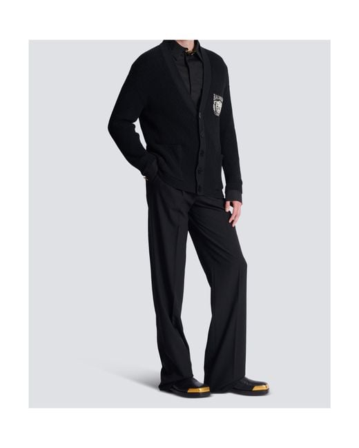 Balmain Blue Tube Knit Cardigan for men