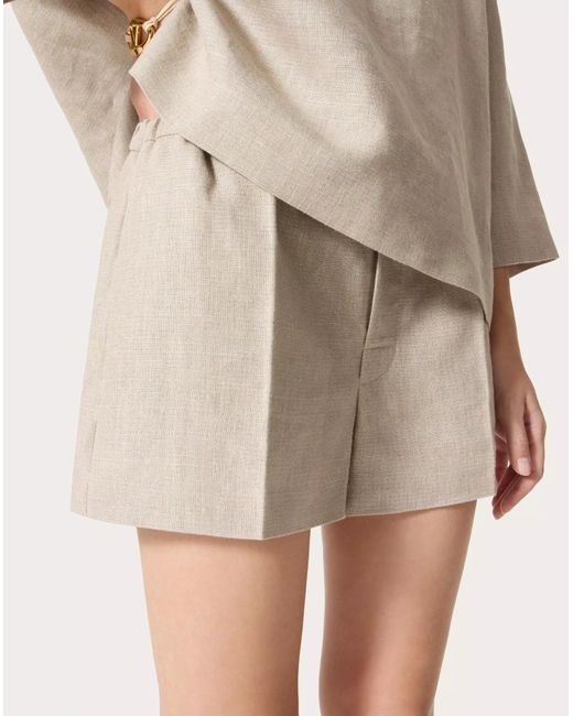 Valentino Natural Mid-Rise Pleated Shorts