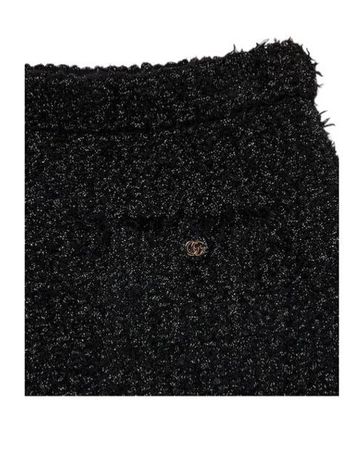 Gucci Black Tweed Button Detailed Skirt