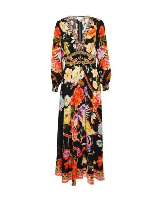 Camilla Red Embellished Silk Maxi Dress