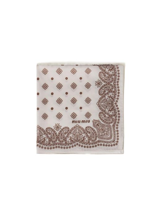 Miu Miu White Printed Poplin Scarf
