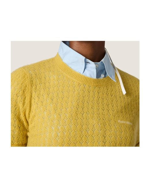 Miu Miu Yellow Cashmere And Silk Sweater