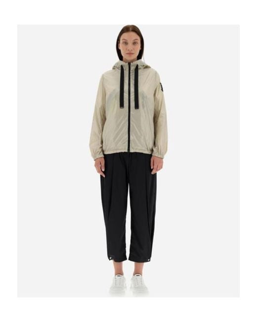 Herno White Logo-Patch Zipped Hooded Jacket