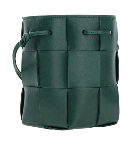 Bottega Veneta Green Mini Cassette Bucket Shoulder Bag