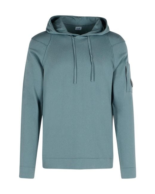 C P Company Blue Lens Detailed Drawstring Hoodie for men