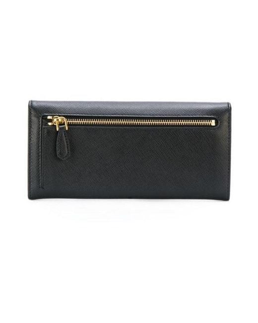 Prada Gray Logo Plaque Continental Wallet