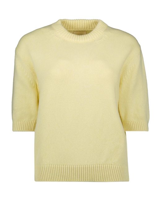 Khaite Yellow Short Sleeved Crewneck Jumper