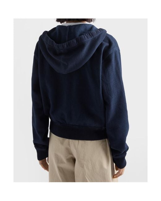 Prada Blue Cotton Hoodie Jacket