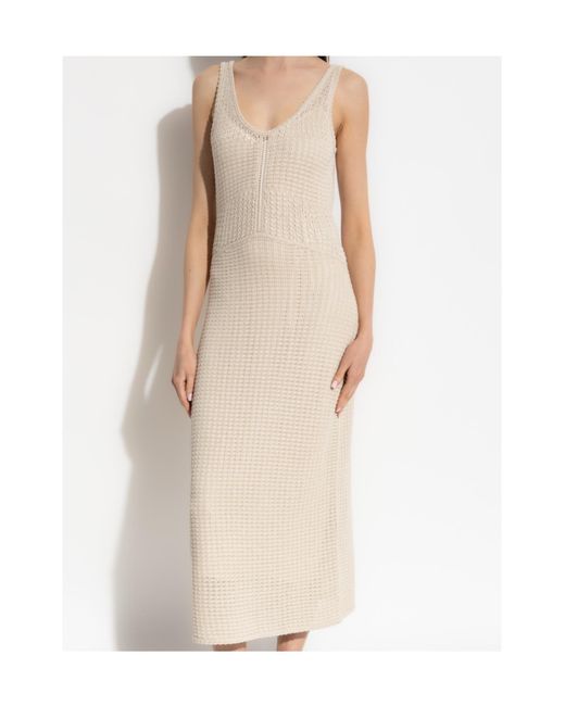 Theory Natural Crochet-Knit Midi Dress