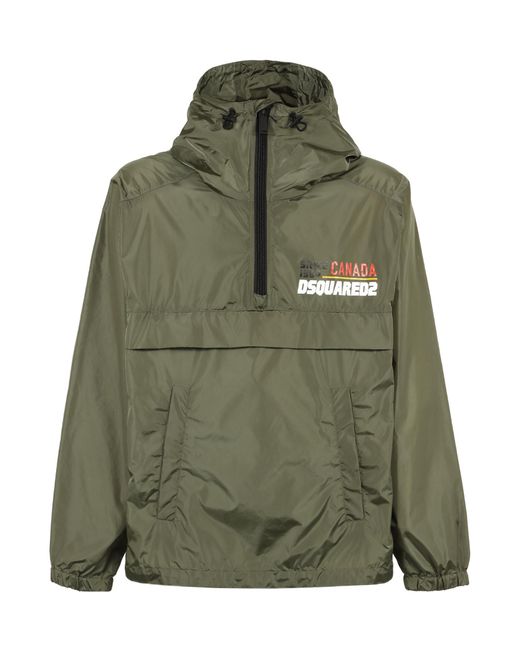 DSquared² Green Drawstring Anorak Jacket for men