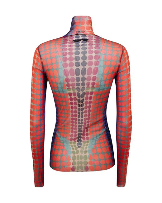 Jean Paul Gaultier Red Polka-Dot Long-Sleeve Top