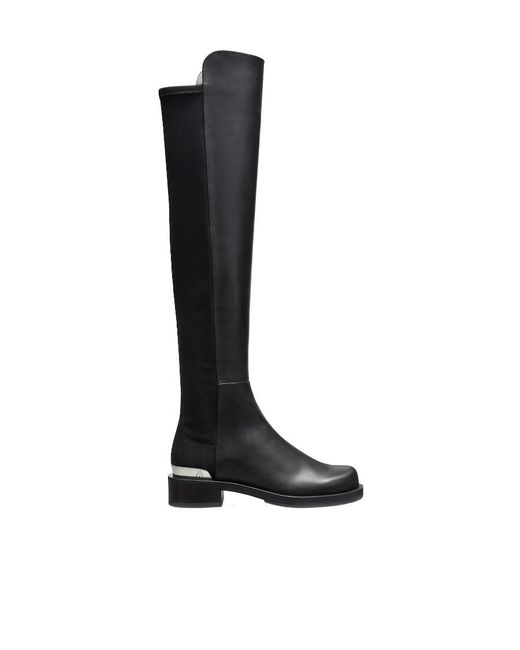 Stuart Weitzman Black Round-Headed Boots
