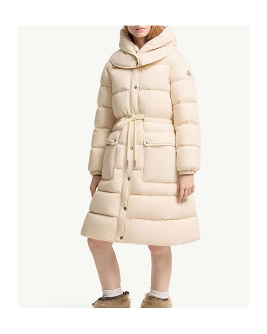 Moncler Natural Pic Hooded Long Down Jacket