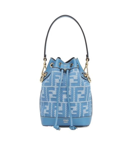 Fendi Blue Mon Tresor Ff Jacquard Mini Bucket Bag