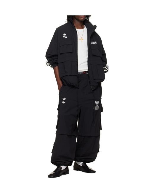 ADIDAS X WILLY CHAVARRIA Black Willy Chavarria X Adidas Originals Collaboration Stand Collar Casual Jacket for men