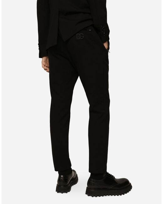 Dolce & Gabbana Black Dg Patch Jersey Jogging Pants for men