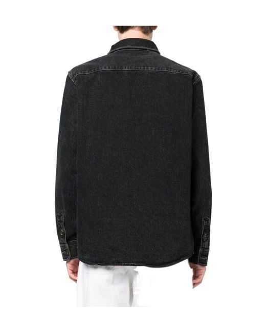 A.P.C. Black Buttoned Long-Sleeved Denim Shirt for men