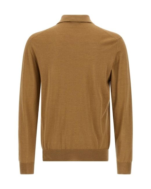 Zanone Brown Flexwool Slim-Fit Polo Shirt for men