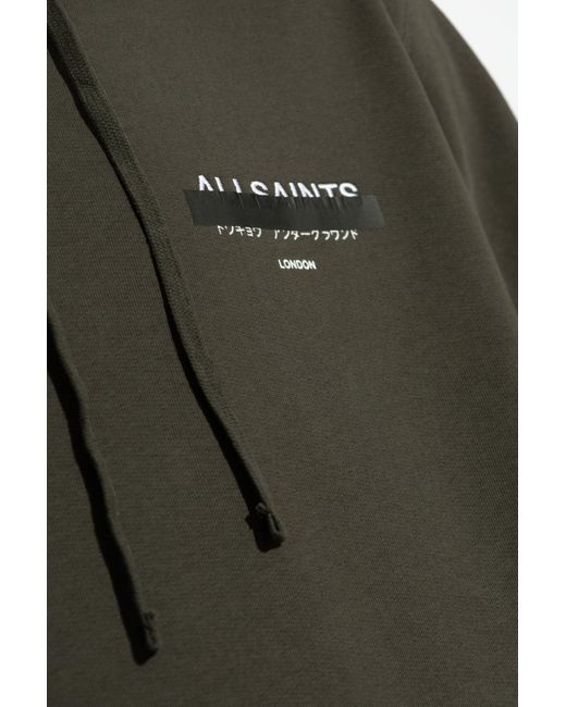 AllSaints Green Logo Print Hooded Sweater for men