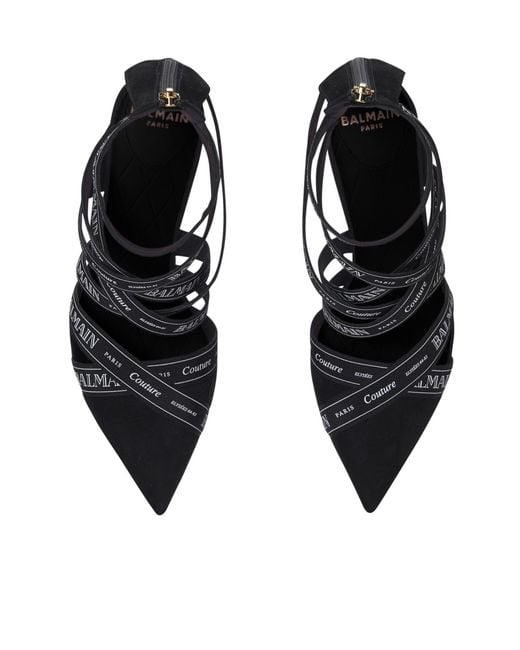 Balmain Black Couture Ribbon Crossover Strap Pumps