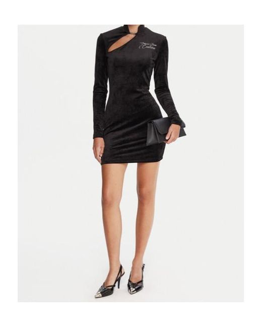 Versace Jeans Black Couture Logo Strap-Buckle Mini Dress