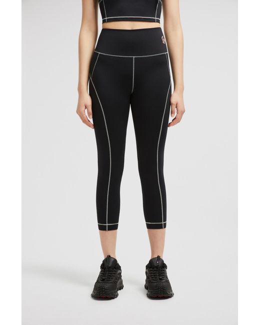 Moncler Black Grenoble Logo Detailed Leggings